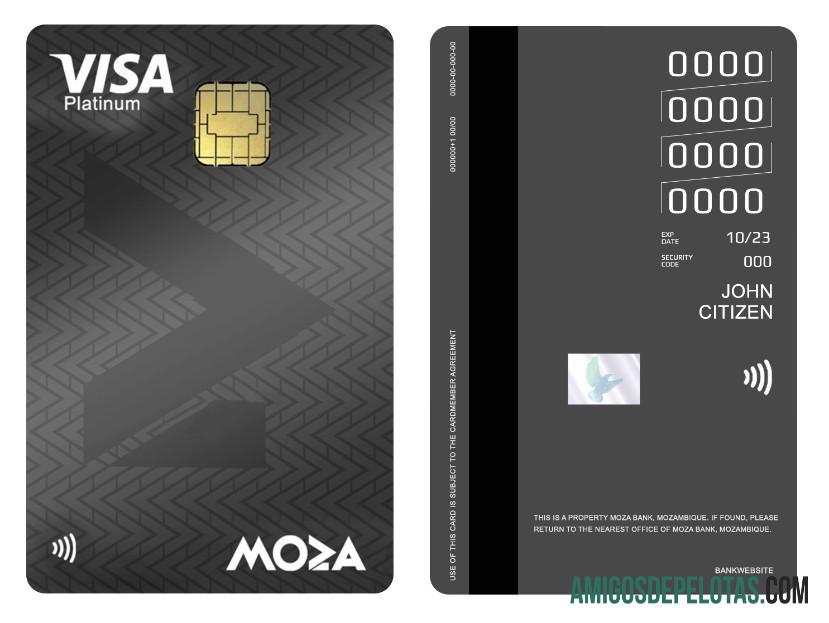 Mozambique Moza Bank Visa Platinum Credit Vertical Card download for verification